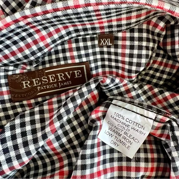 Reserve Patrick James Western Button Down Long Sleeve Plaid Shirt Top XXL - Picture 7 of 7